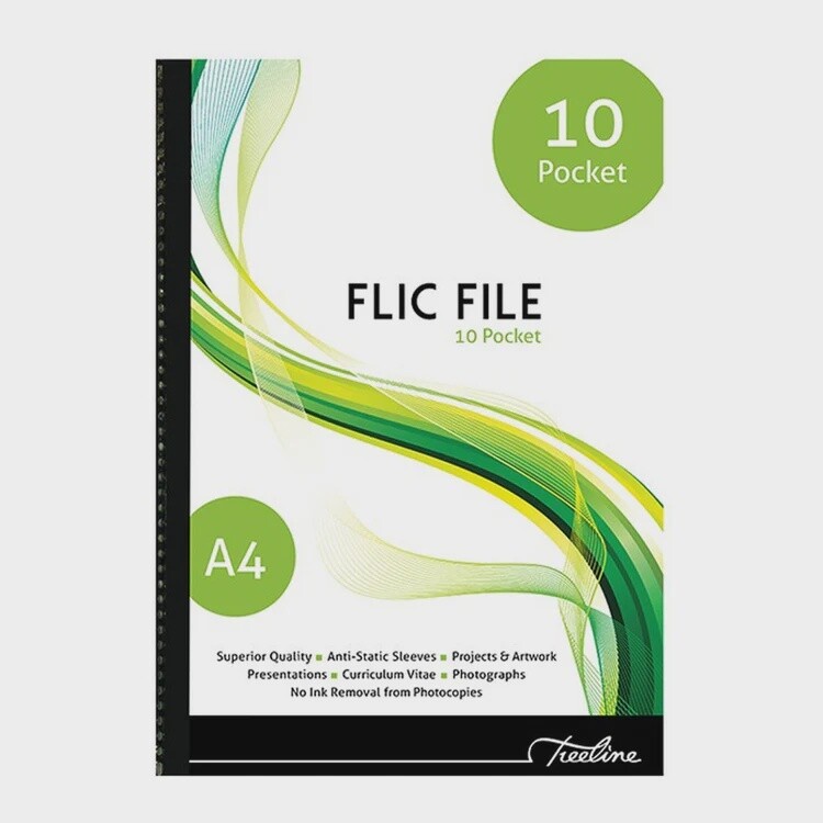 Flic File with Welded Spine 20 Micron- A4 - 10 Pocket