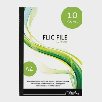 Flic File with Welded Spine 20 Micron- A4 - 10 Pocket