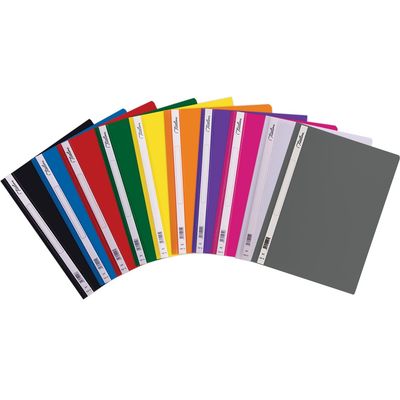 Quotation Folder - PVC Clear Front Colour Back with Side Strip Label &amp; Filing Mechanism - Single
