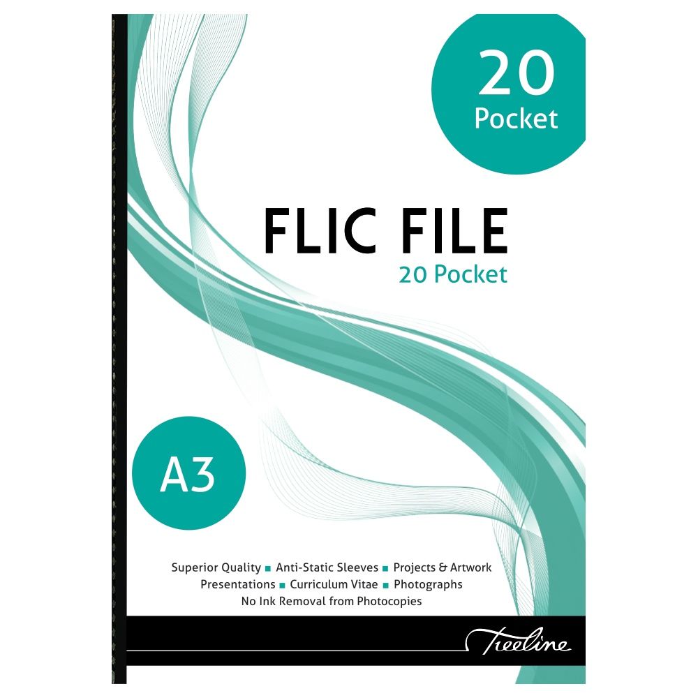 A3 Flic File with Welded Spine 20 Micron- 20 Pocket