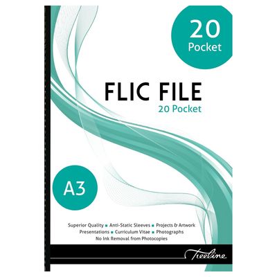 A3 Flic File with Welded Spine 20 Micron- 20 Pocket