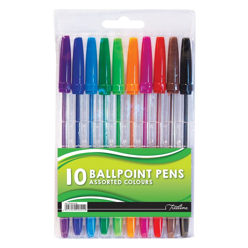 Treeline - Ballpoint Pens Wallet of 10 Assorted Colours