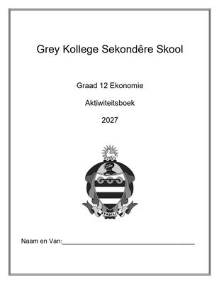 Ekonomie Aktiwiteitsboek Gr. 12