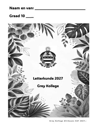 Afrikaans EAT Diktaat Graad 10 - Letterkunde