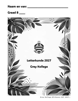 Afrikaans EAT Diktaat Graad 8 - Letterkunde