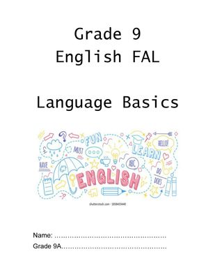 English FAL Notes Grade 9 - Language