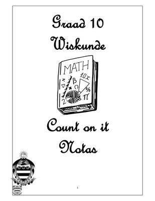 Wiskunde Diktaat Graad 10