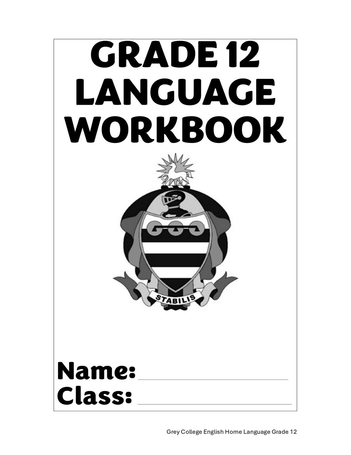 English HL Notes Grade 12 - Language Workbook
