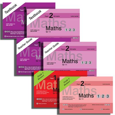 Gr 11 Combo 5 Maths 123 Textbook Paper 1 and 2 Maths 123 Teacher Guide Paper 1 and 2 Maths 123 Revision Book Paper 1 and 2