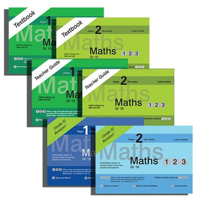 Gr 10 Combo 5 Maths 123 Textbook Paper 1 and 2 Maths 123 Teacher Guide Paper 1 and 2 Maths 123 Revision Book Paper 1 and 2