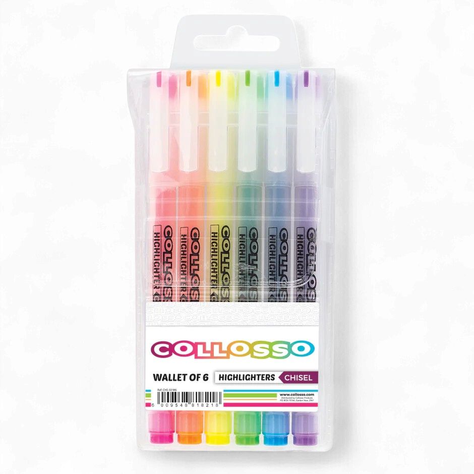 Slim Highlighters Chisel Tip Wallet of 6