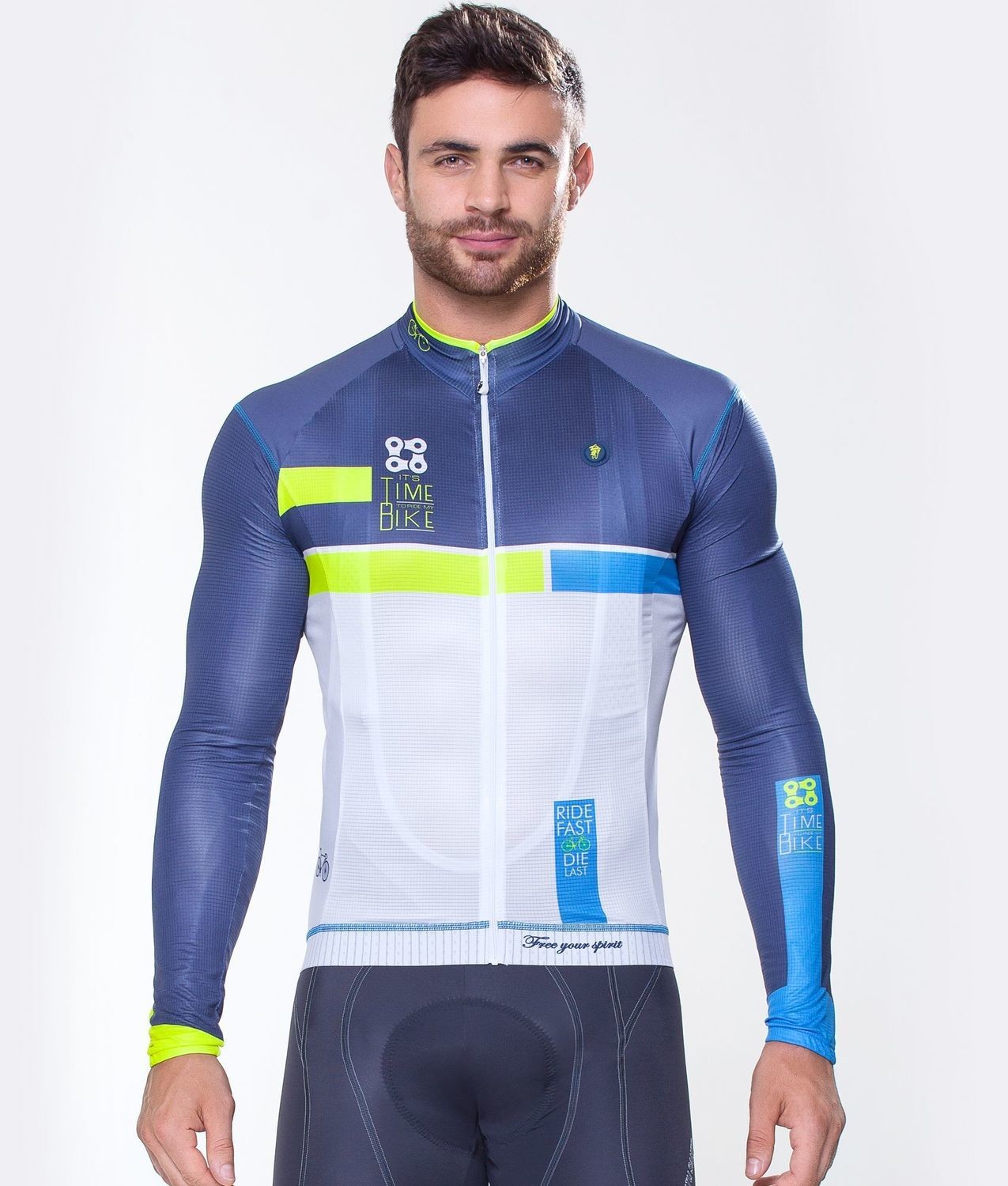 Long Sleeve Jersey - Time to Ride Blue