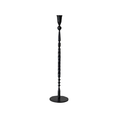 LARGE HAND-FORGED CAST IRON TAPER HOLDER, BLACK