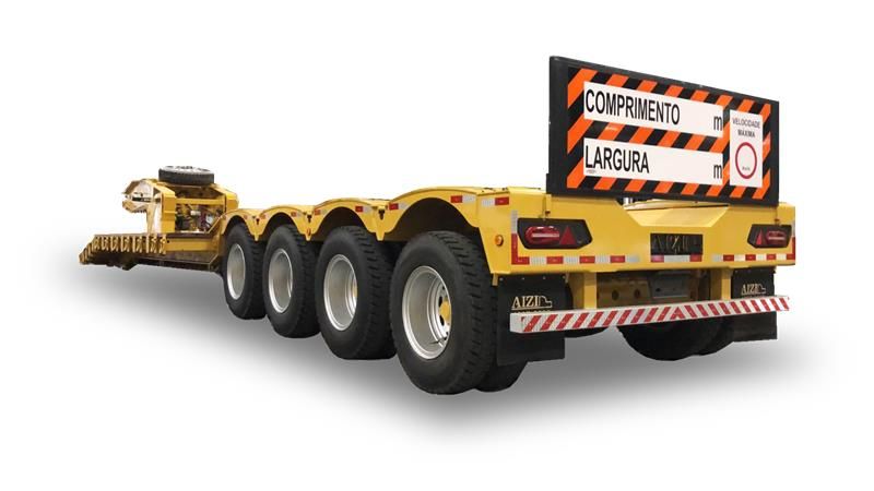 ​Prancha Carrega tudo 4 eixos Pescoço Removível Sem Rampas Traseira AIZI 25/25