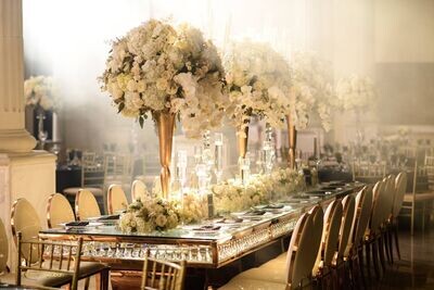 Large Gold Cone Centerpiece With Floral