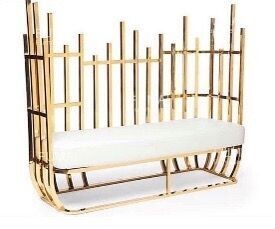 Contemporary Gold Metal Lounge Bench