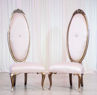 Off White and Gold Oval Chairs (set of 2)