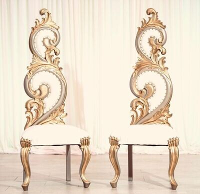Off White Gold Wavy Chairs (set of 2)