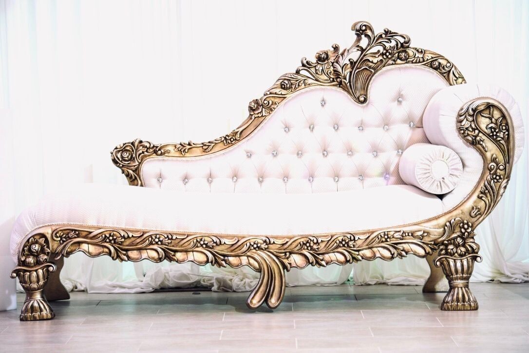 Gold chaise lounge sofa discount