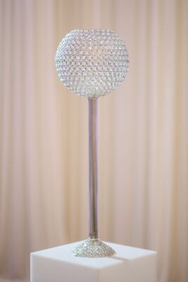 Medium Silver Crystal Ball Candle Holder