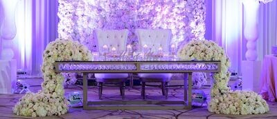 Gold Crystal Table W/ Double Or Single Cascading Mixed Floral