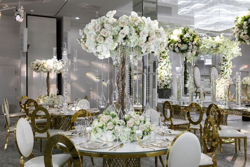 Extra Large Circular Iron Centerpiece With Floral Mixed With Hanging Crystals And Candles