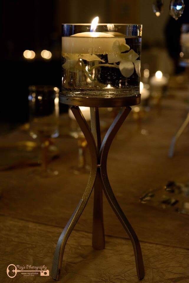 Triple Iron/ Gold Metal Base Candle Holder