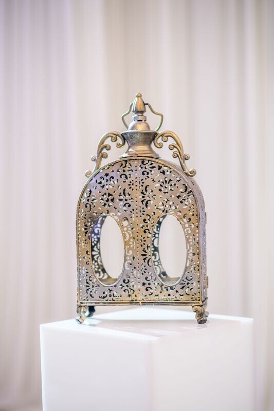 Antique Gold Oval Lanterns W/ Candle