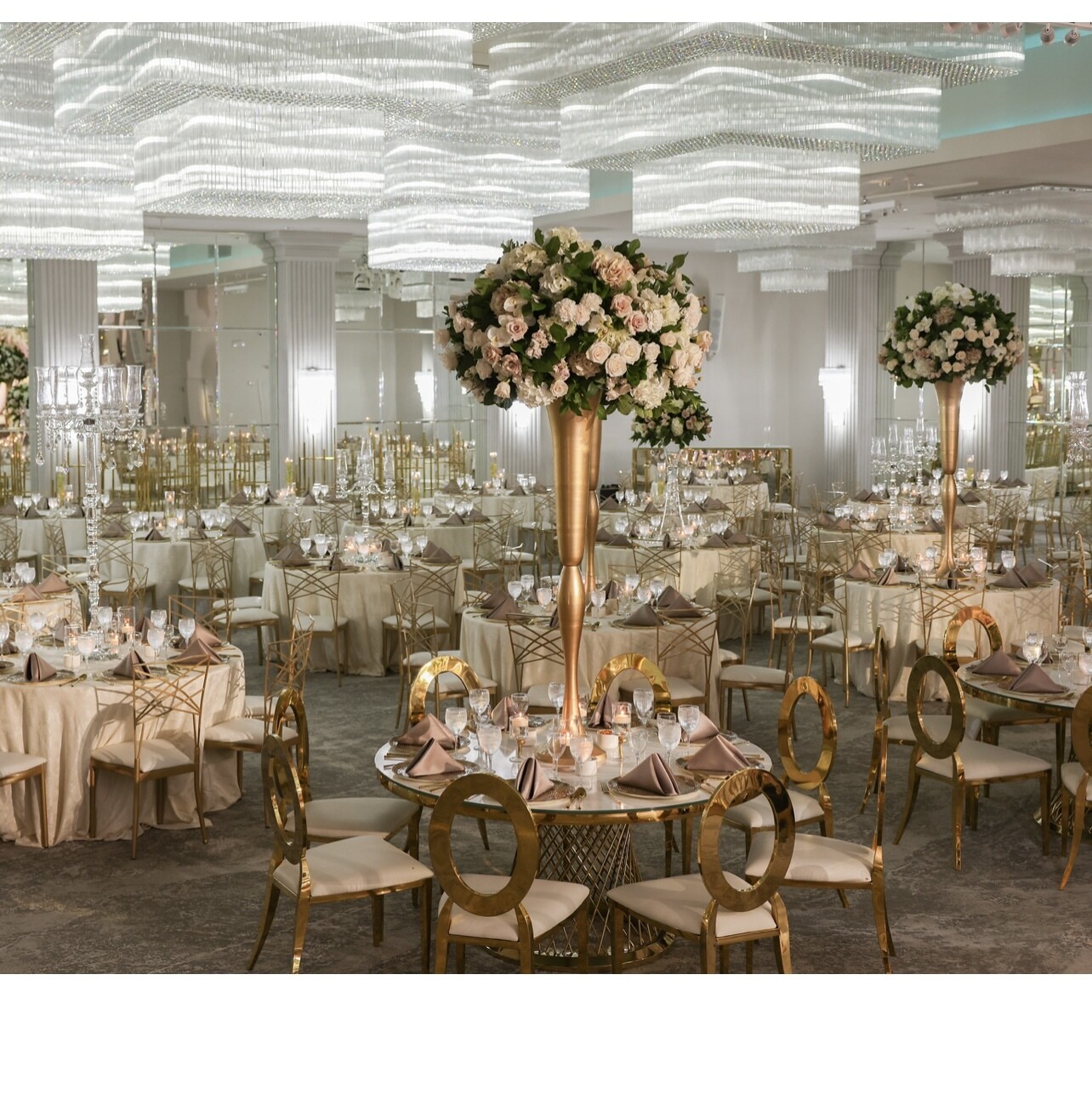 Extra Large Gold Cone Centerpiece With Floral