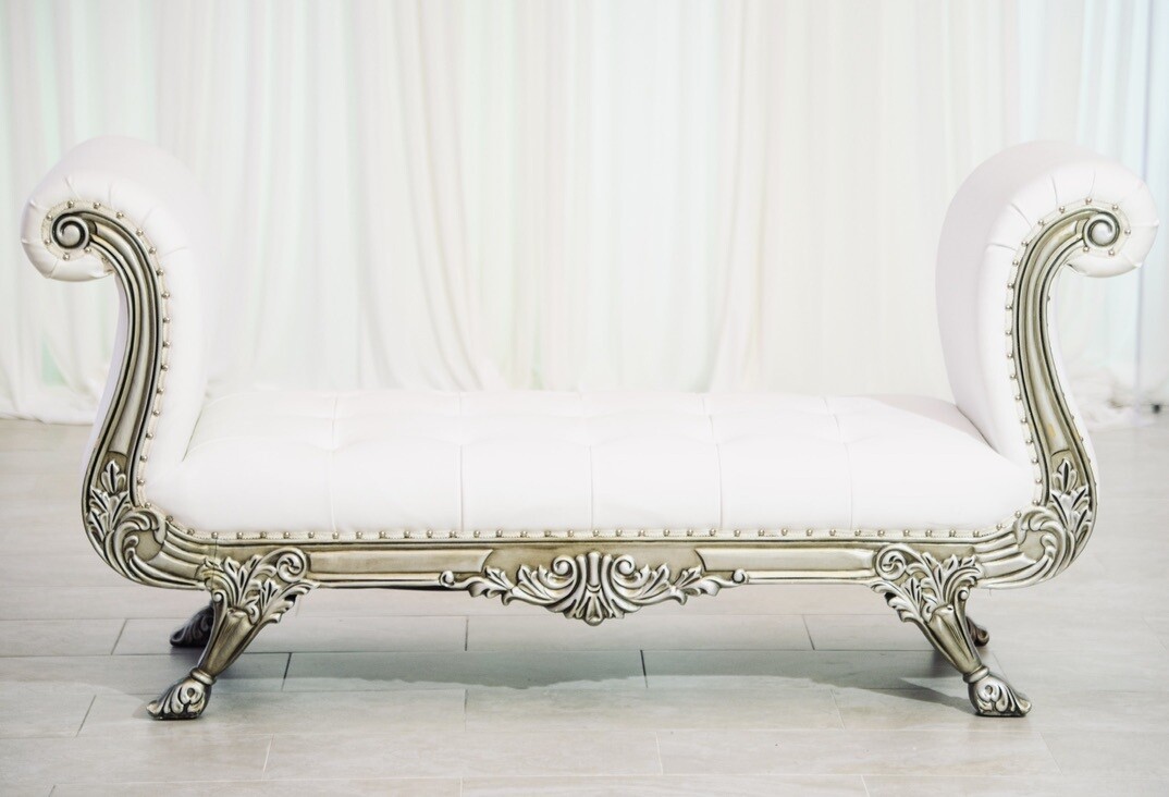 White and Silver Decorative Bench