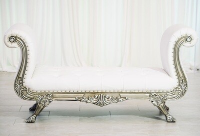 White and Silver Decorative Bench