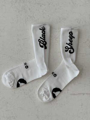 Black Sheep Perfect Crew Socks - WHB - White Black Letters