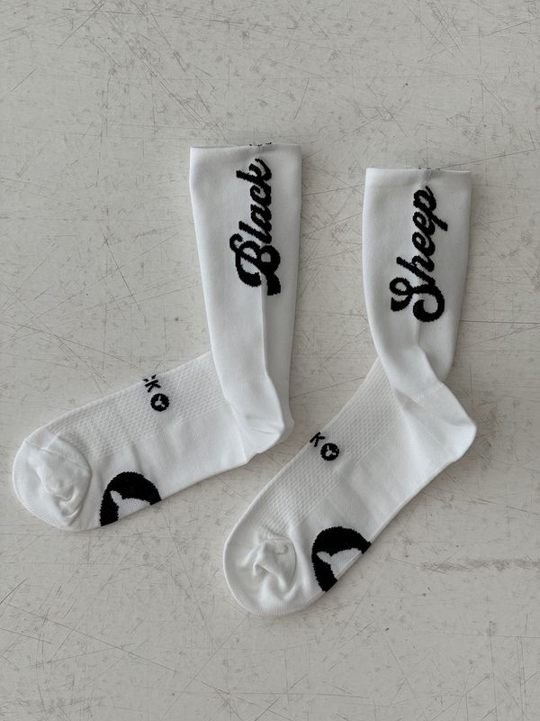 Black Sheep Perfect Crew Socks - WHB - White Black Letters