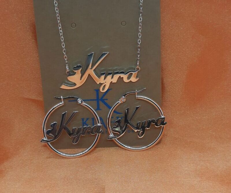 YOUR Name Necklace+Hoops Set- [2 designs]