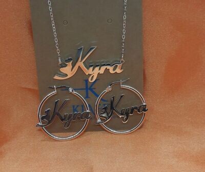 YOUR Name Necklace+Hoops Set- [2 designs]