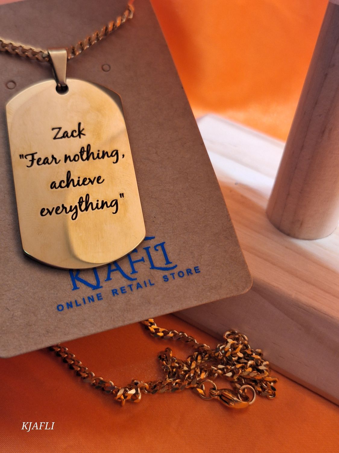 Dog Tag Chain with words 