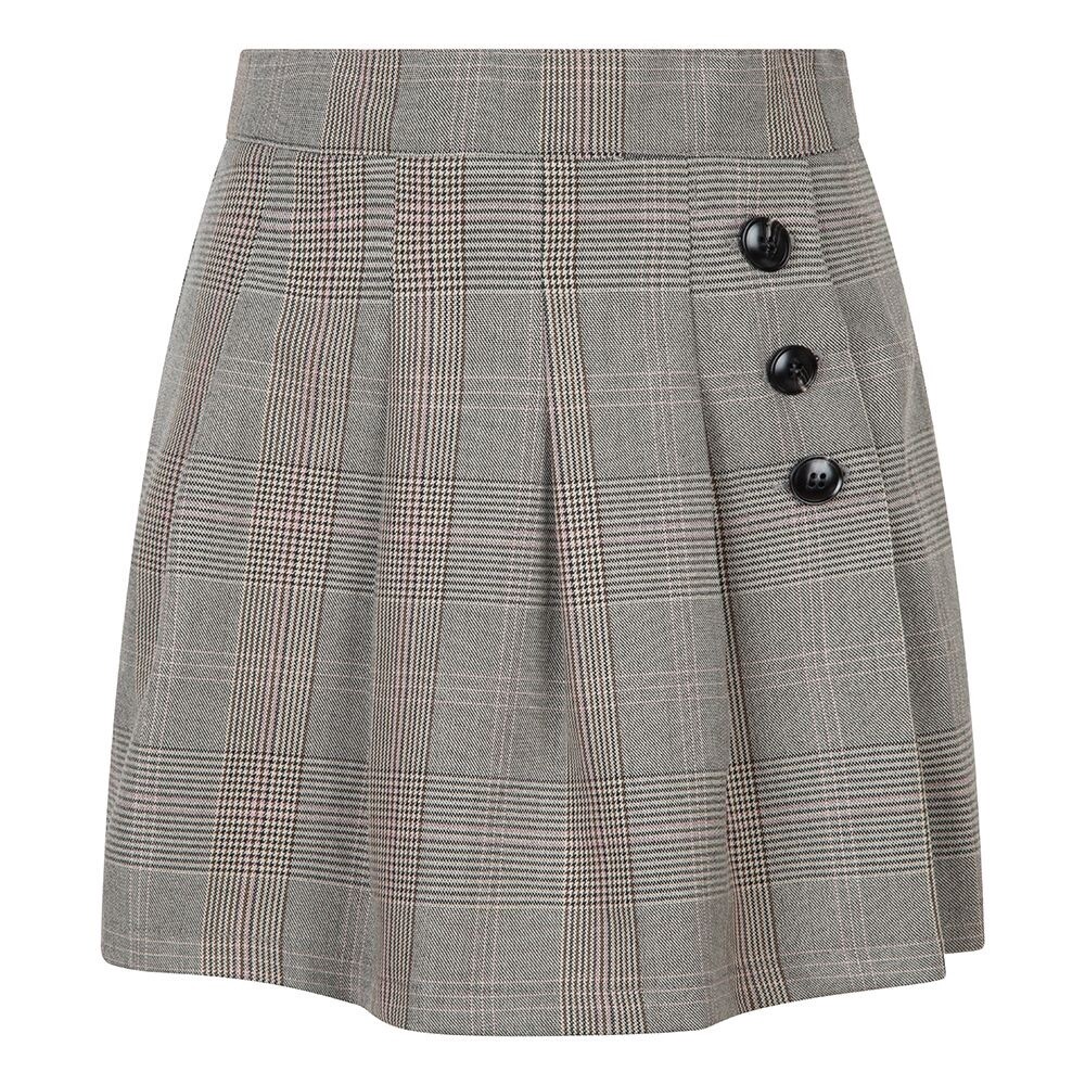 Indian blue jeans Checked Pleated Skirt Black