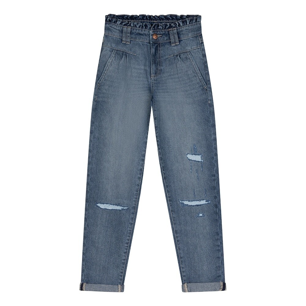 Indian Blue Jeans - Blue Daisy Mom Fit Damaged