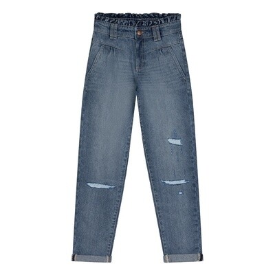 Indian Blue Jeans - Blue Daisy Mom Fit Damaged
