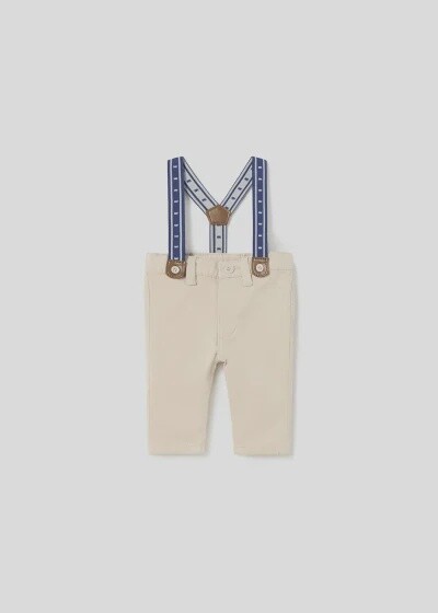 Mayoral -Long trousers with suspenders Stone
