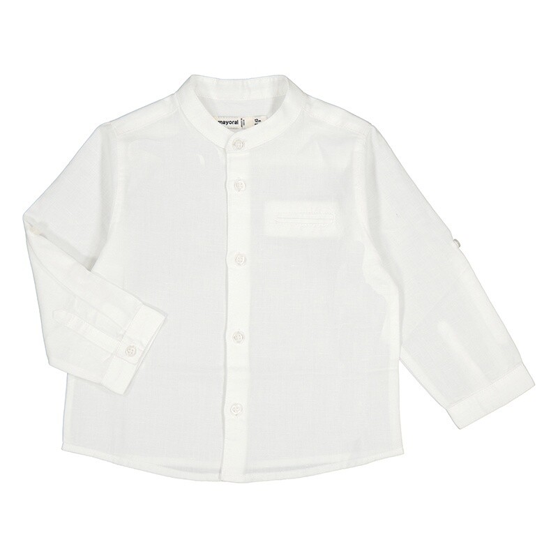 Mayoral - L/s linen mao shirt 1115 White