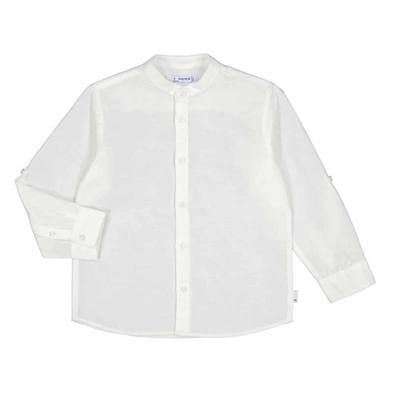 Mayoral - L/s mao collar linen shirt 3120 White