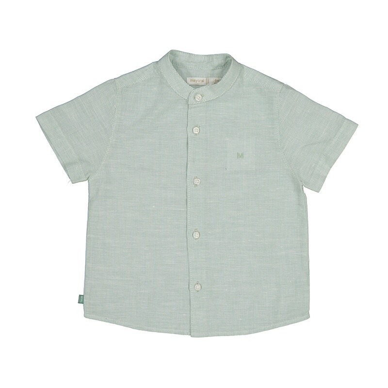 Mayoral - S/s linen mao collar shirt 1113 Eucalyptus