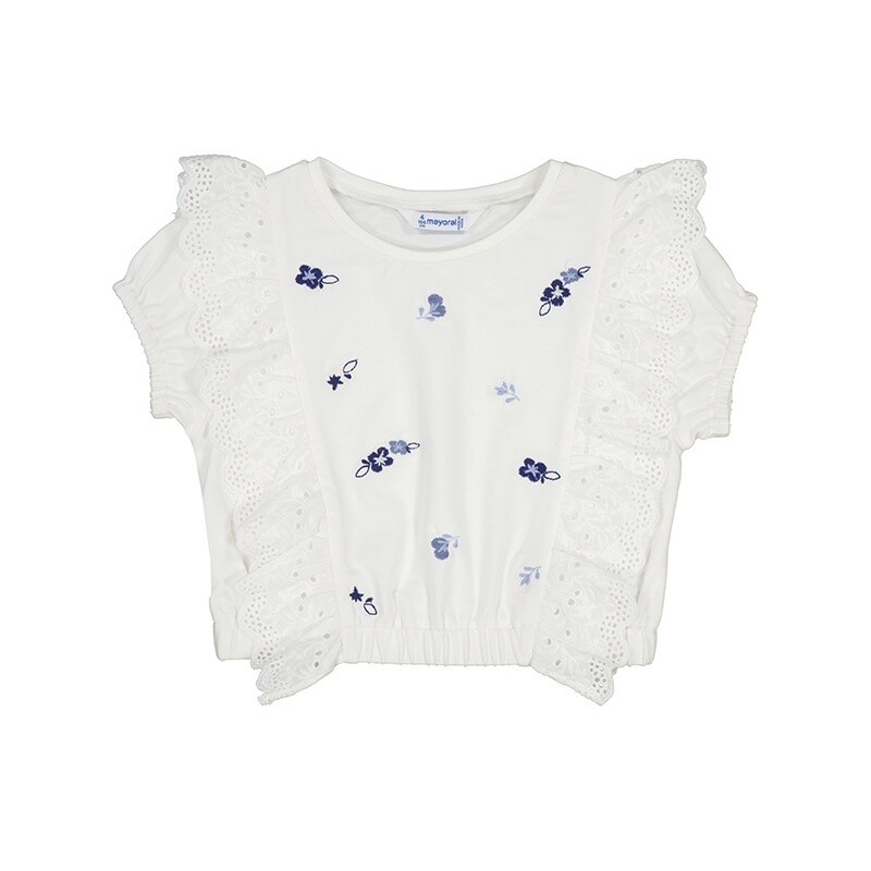 Mayoral - S/s ruffled shirt 3088 white