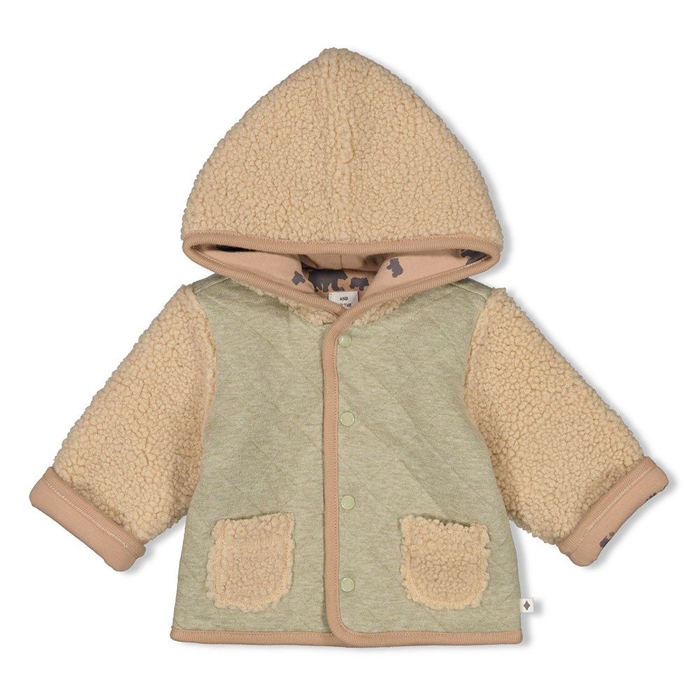 Feetje Bouclé omkeerbaar jasje met capuchon - Into The Forest Groen melange 51800335