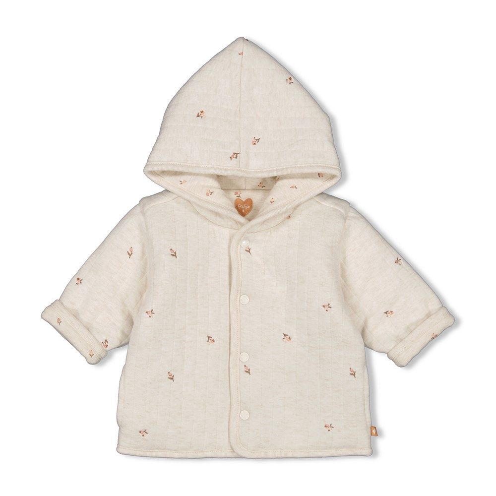 Feetje Jasje met capuchon AOP - Little Rosebud Offwhite melange 51800329