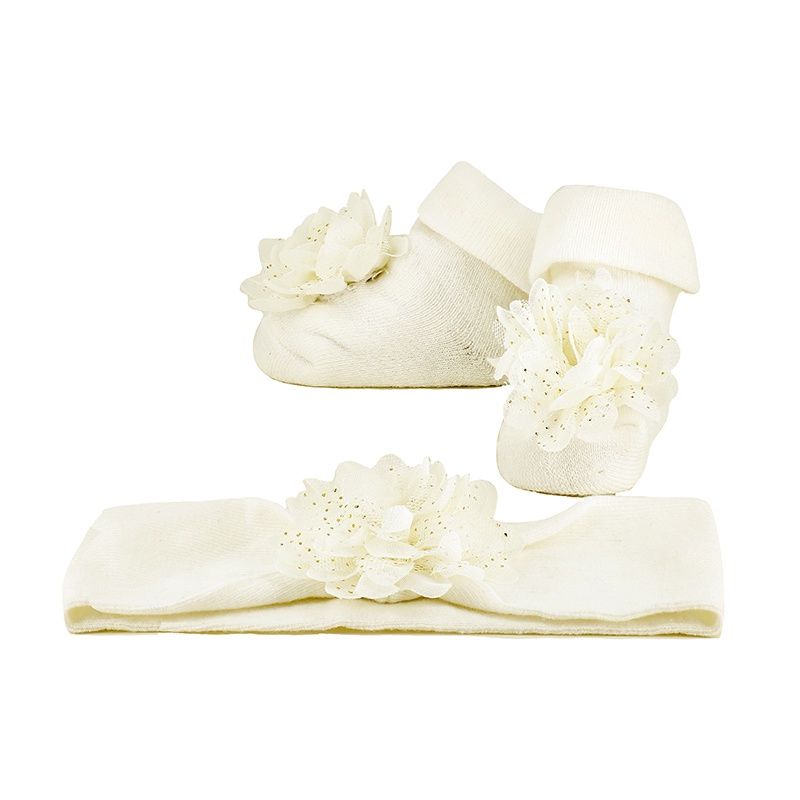 Mayoral Headpiece and sock set        Natural   9763
