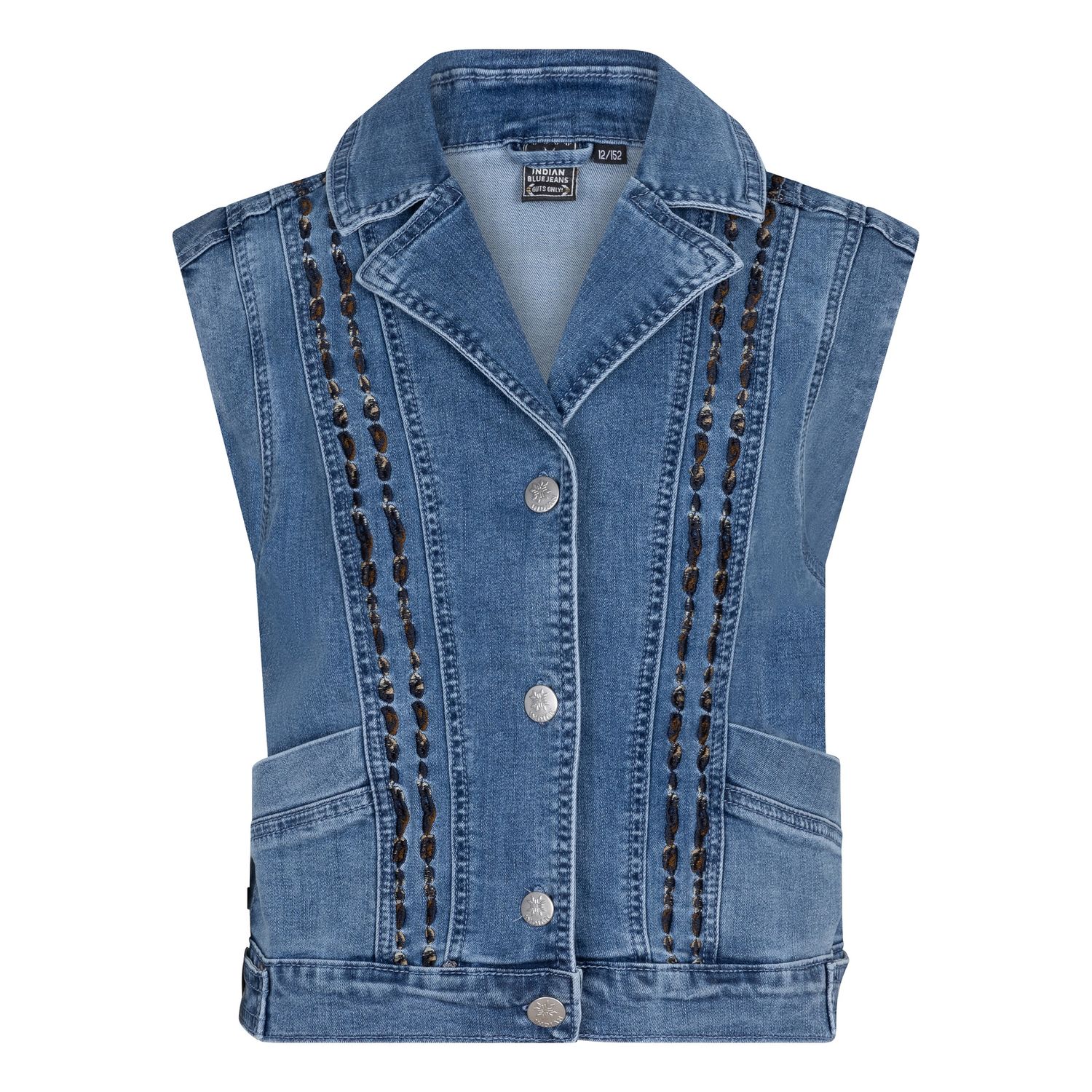 Indian Blue Jeans Denim  Gilet Embroidery Blue 970011