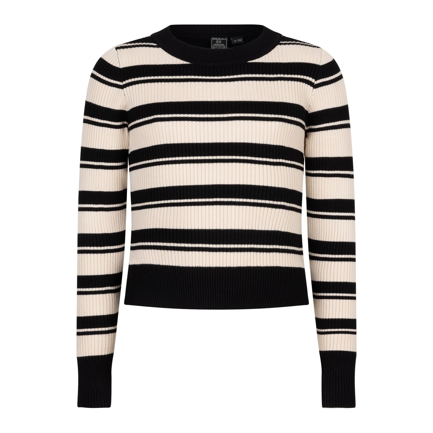 Indian Blue Jeans Striped Knitwear Cropped Black 970102