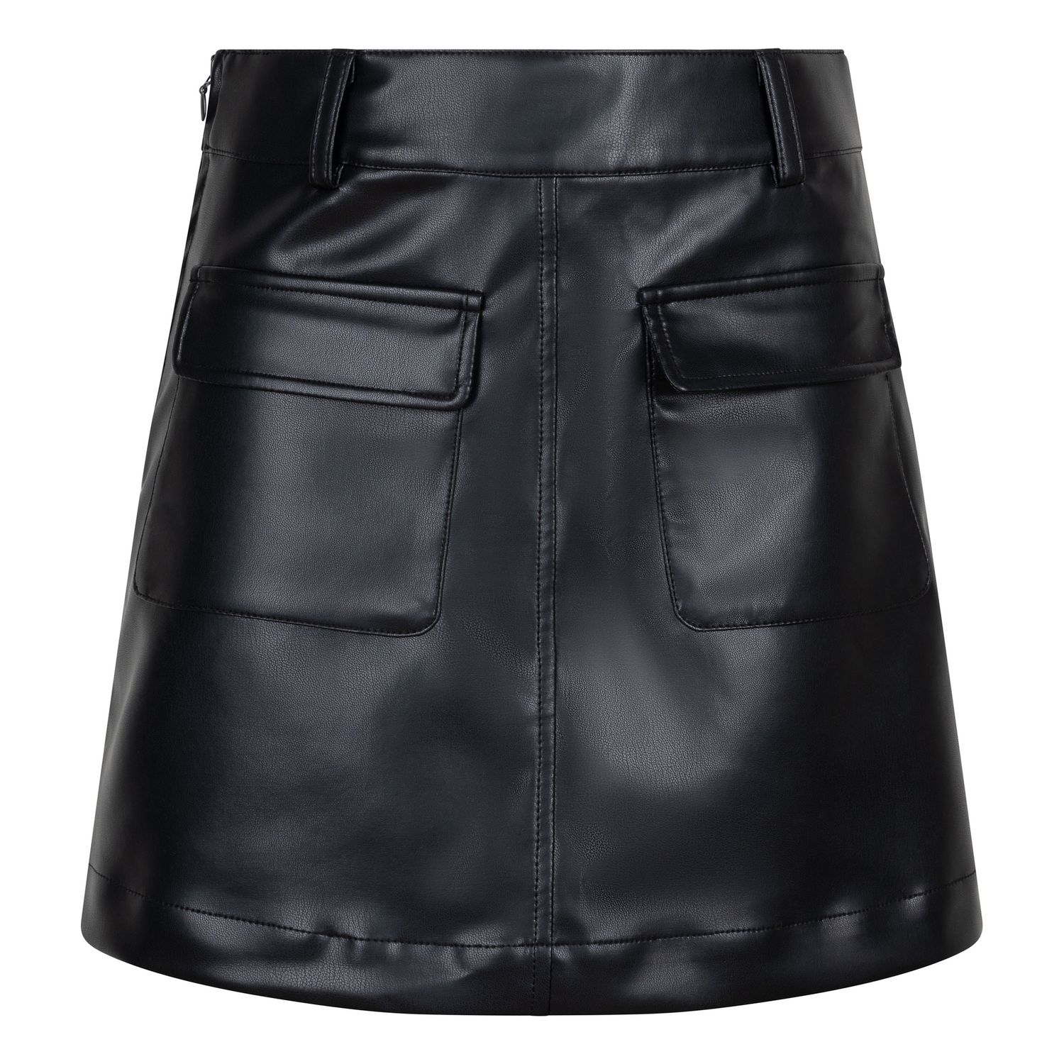 Indian Blue Jeans Vegan Leather Cargo Skirt Black 970087